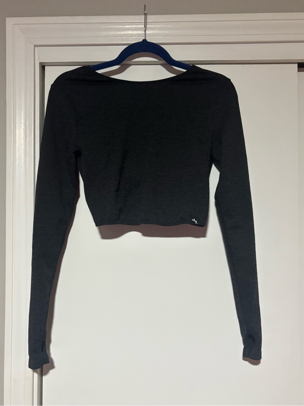 JoyLab Black Long Sleeve Cropped Top - Women Open Back